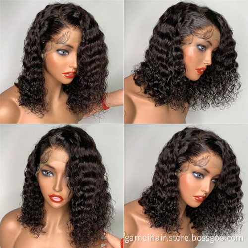 water wave transparent 360 full lace Ombre 100 with hd 250 density human hair wig chocolate brown